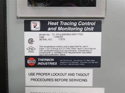 Thermon Ind TC 101a-SSR30A-240-F-PS3 Heat Tracing Control & Monitoring Unit Used