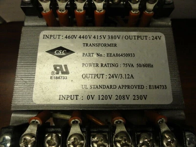 CSC Part# EEA86450933 Transformer, 75A 50/60Hz