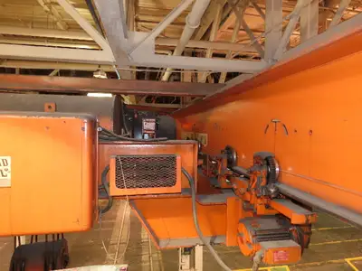 Cleveland Tramrail P&H 11 Ton Double Girder Underhung Bridge Crane 34' 10" Span