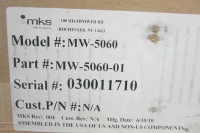 USED MKS MW-5060 MATCHING NETWORK CONTROLLER MODULE MW5060