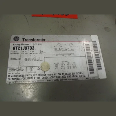 G.E. 7.5 kVA Transformer