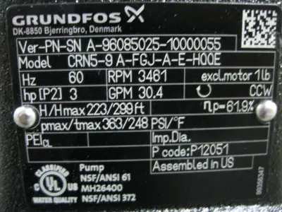 NEW Grundfos CRN5-9 A-FGJ-A-E-HQQE