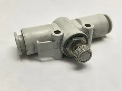 USED SMC PNEUMATIC FLOW CONTROL W/ FITTING 10MM OD TUBE