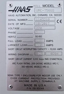 2017 HAAS UMC-750SS MACHINING CENTERS, VERT., N/C & CNC, 5-AXIS | Wheeler Machinery Sales (10)