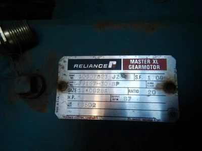 Reliance 79157-30 BP, 5 HP 87 RPM Gear Reducer