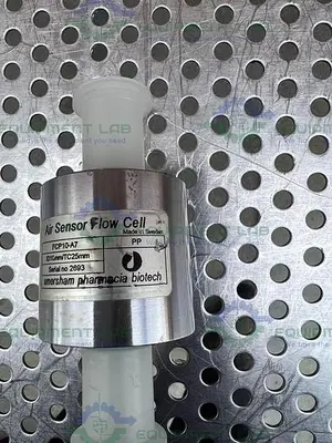 USED AMERSHAM PHARMACIA FCP10-A7 AIR SENSOR FLOW CELL ID 10MM/TC25MM