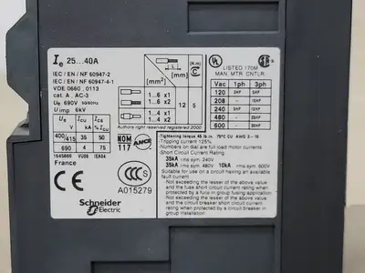 Used TELEMECANIQUE GV3ME40 Switchgears British Columbia CA | Lenmark #239916