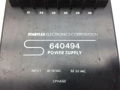 Stabylex Electronics Corporation 640494 Power Supply 3 Phase 19VAC 30VAC