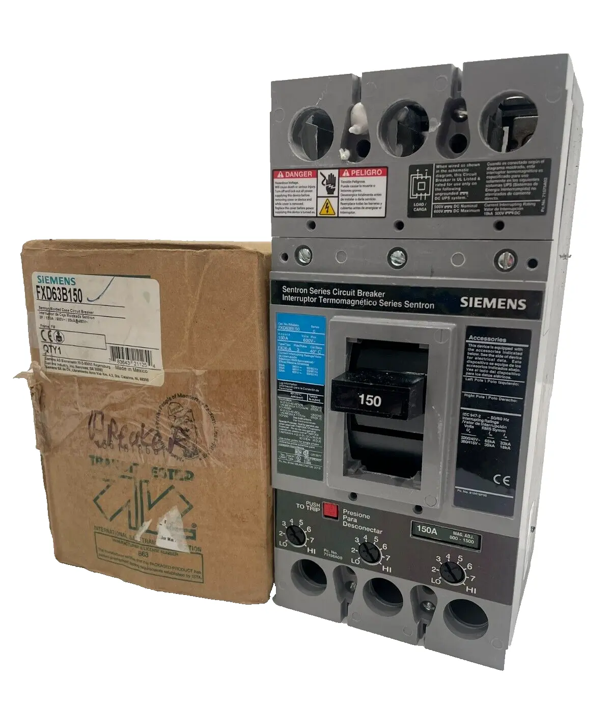 NEW SIEMENS FXD63B150 CIRCUIT BREAKER 150A 600V 3 POLE SER. C