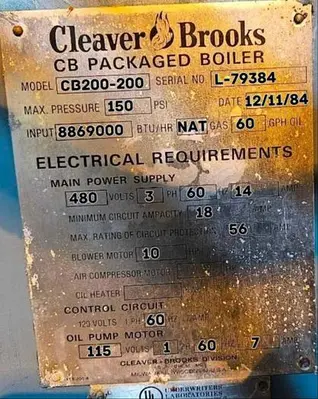USED 1984 CLEAVER BROOKS CB200-200