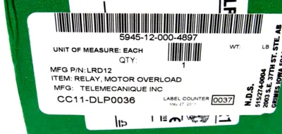 NEW SEALED SCHNEIDER ELECTRIC LRD12 OVERLOAD RELAY