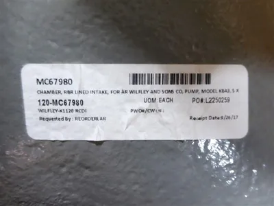 Wilfley and Sons Co. K1120 RCDI RBR Lined Intake Chamber KBA3 New