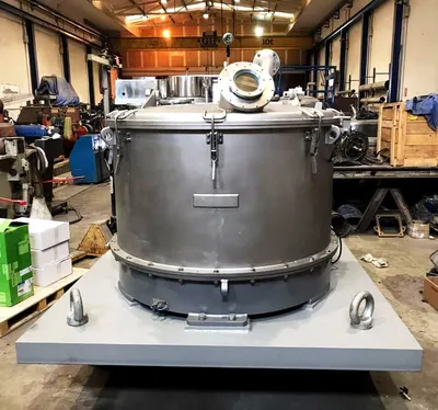 Krauss-Maffei VZU 125/2.5 ATEX perforate basket centrifuge, 316L SS.