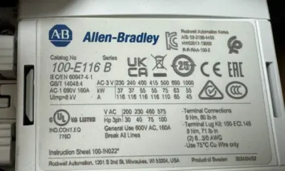 NEW ALLEN BRADLEY 100-E116KD11 CONTACTOR SER. B 3P 100-250VAC/DC 50/60HZ