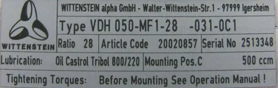 NEW WITTENSTEIN VDH050-MF1-28-031-0C1 GEAR REDUCER 28:1 VDH050MF1280310C1
