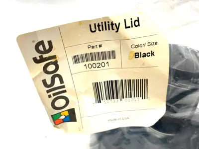 NEW OILSAFE UTILITY LID, BLACK, 48MM OPENING