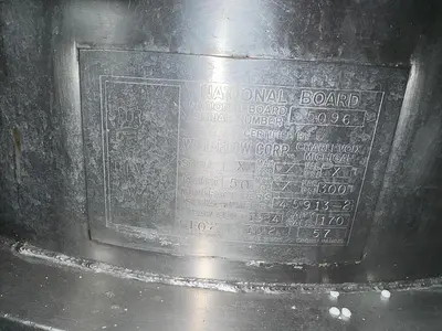 Tank, 170 Gallon, 316 Stainless Steel, Jacketed, Agitated, #5991049