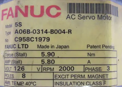 REFURBISHED FANUC A06B-0314-B004 SERVO MOTOR A06B0314B004R