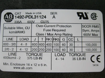 USED Allen-Bradley 1492-PDL31121