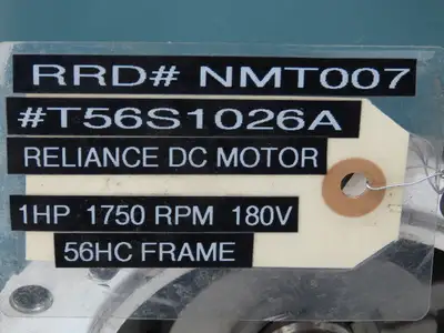 Reliance Electric T56S1026A DC Motor 180V 1Hp 4.5A 1750 RPM 56HC 7/8" Shaft