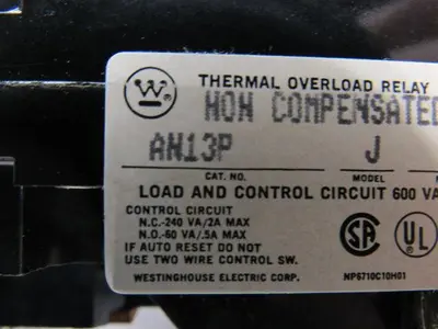 RELIANCE 704263-R AN13P  J Thermal Overload Relay 3 Pole NEMA 1 Non Compensated