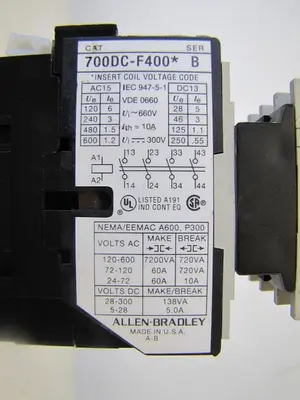 Allen Bradley AB 10A Contactor 700DC-F400 12V DC Coil 10 Amp