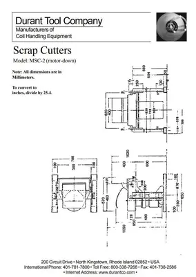 15" X .144" MSC (DURANT) MODEL #MSC-2-ST HOOP SCRAP CUTTER SHEAR, NEW 2009: YOBRO #25095