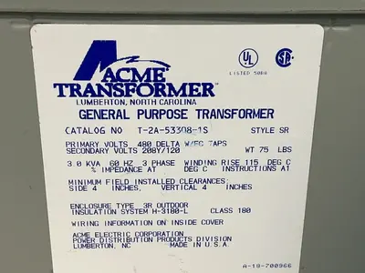 Used ACME TRANSFORMER T2A533081S Transformers Ohio US | HGR 24 #1278470