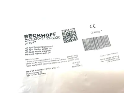 NEW BECKHOFF DOUBLE ENDED POWER CORDSET M8 4-PIN 2M