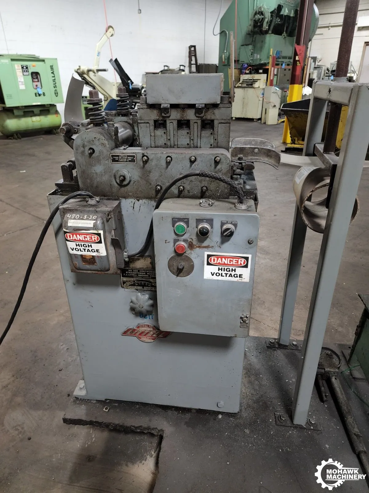 8" x .041" LITTELL "308-7PDL" 7-ROLL COIL FEED & STRAIGHTENER w/ADJUSTABLE STOCK THICKNESS - 25 TO 250 IPM