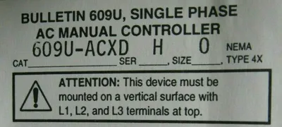 USED ALLEN BRADLEY 609U-ACXD MANUAL STARTING SWITCH SER H SIZE 0 609UACXD