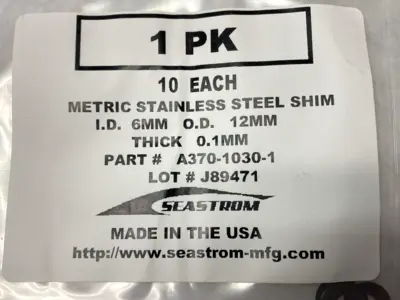 New | in-Stock SEASTROM STAINLESS STEEL SHIM 6MM ID 12MM OD .1MM THICK PKG OF 10 Hardware Washers Michigan US | Maverick Industrial Sales #1122611