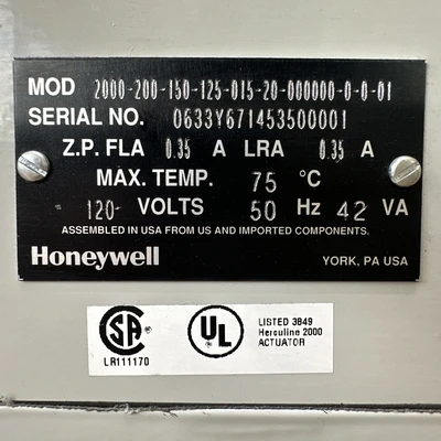 USED Honeywell 2000-200-150-125-015-20-000000-0-0-01