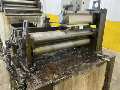 30,000 LBS X 36" PERFECTO COIL FEED LINE, COIL REEL UNCOILER & STRAIGHTENER: YOBRO #24871