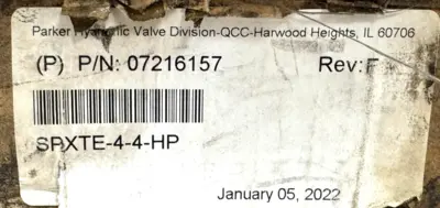 NEW PARKER 07216157 HYDRAULIC VALVE SPXTE-4-4-HP