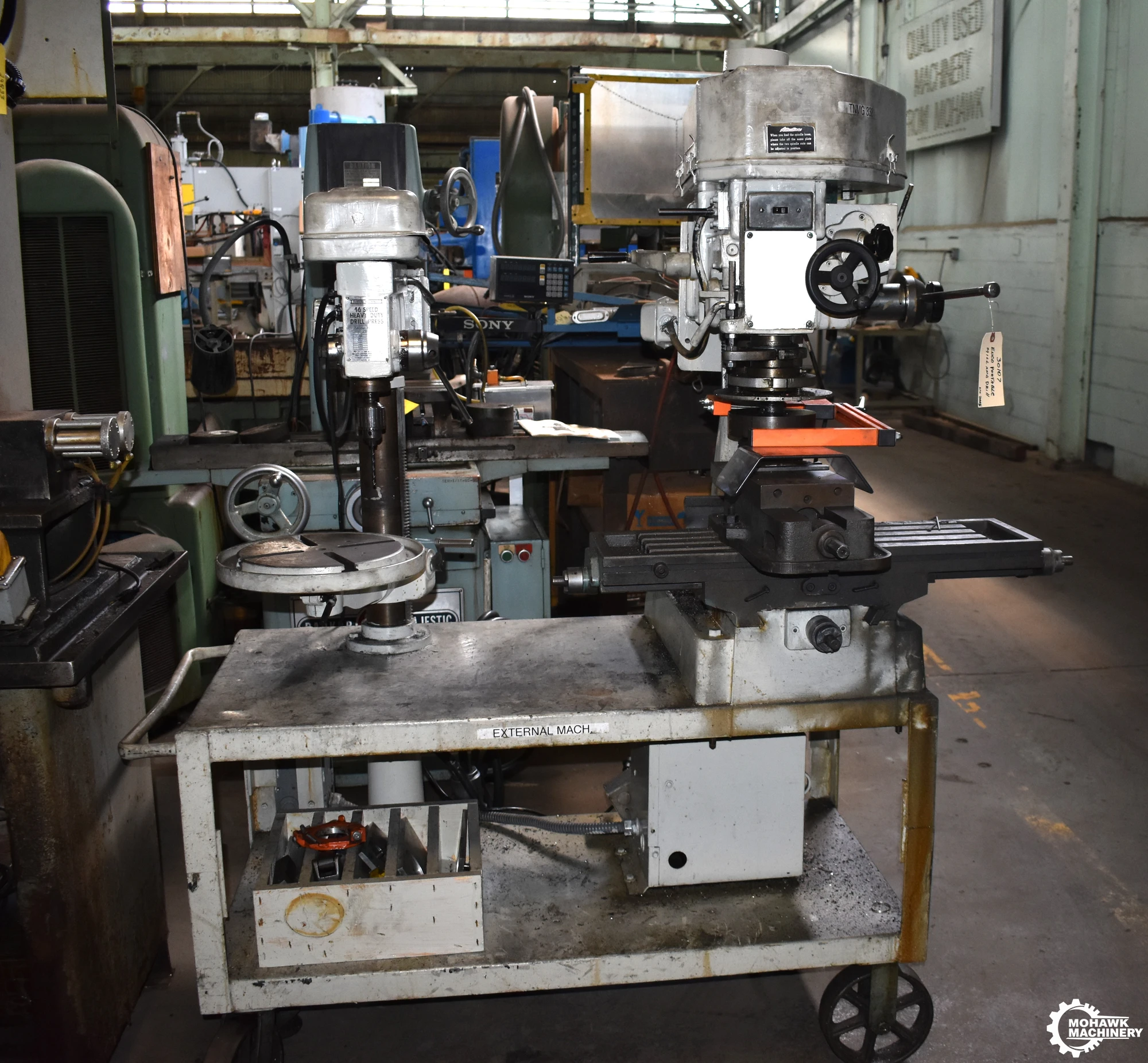 ENCO “91007” & CENTRAL “1058C” COMBINATION PORTABLE BENCH TOP MILLING & DRILLING SYSTEM w/STAND MOUNT - MACHINISTS VISE