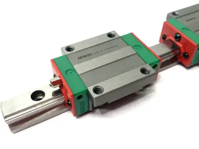 USED HIWIN LINEAR GUIDEWAY BLOCK AND RAIL, 2-BLOCKS, 220MM RAIL