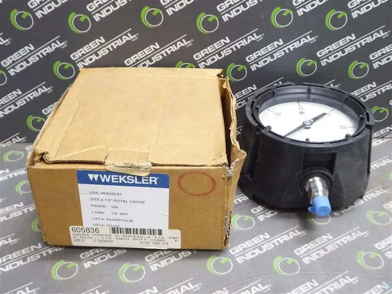 Weksler AA442PD4LW 4-1/2" Rotal Gauge 0E8029-01 1/4" NPT Connection 30# New