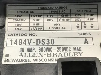 USED ALLEN BRADLEY 1494V-DS30 SER A