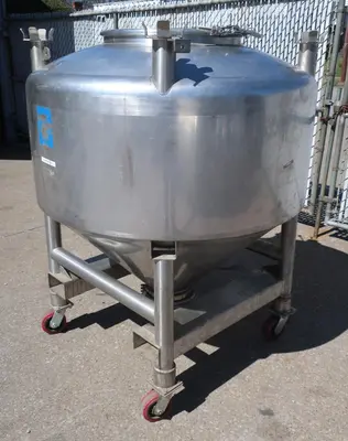 SPC9003  Tank 200 gallon vertical tank, Stainless Steel, conical on casters