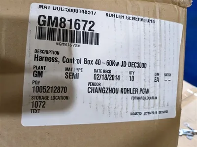 Kohler GM81672 Control Box Harness 40-60Kw New
