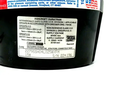 NEW ASHCROFT 2279SSH04L025 XFM PRESSURE TRANSMITTER