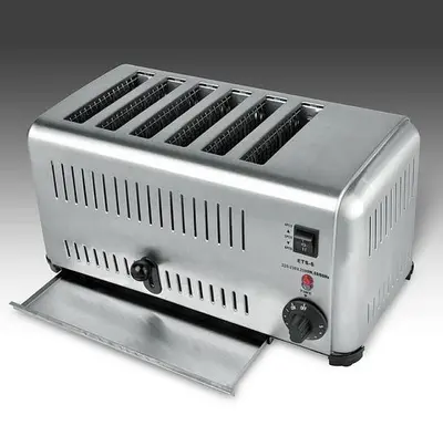 Commercial Portable Electric 6-slice Bread Toaster Machine Stainless Steel 220V