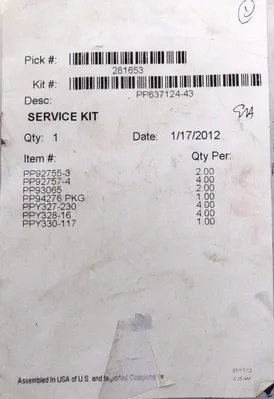 NEW PUMPER PARTS PP637124-43 SERVICE KIT PP63712443