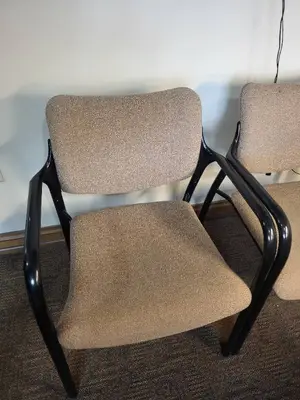 Herman Miller Chairs - Beige Upholstered Visitor Chairs, Black Frames - Lot of 2