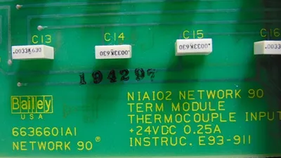Bailey Controls NIAI02 Network 90 Thermocouple Input Termination Module Used