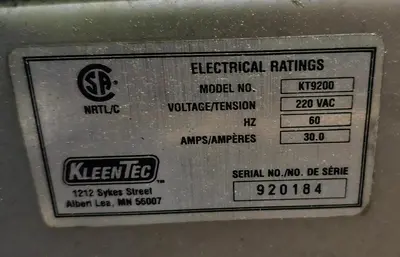 USED 1992 KLEENTEC KT9200SS