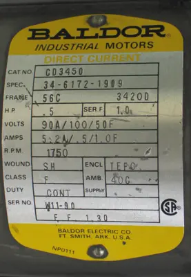 USED BALDOR 34-6172-1909