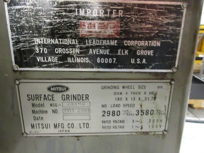 Used MITSUI HIGH-TECH MSG-200MH Reciprocating Surface Grinders Minnesota US | Machinesused.com #1313131