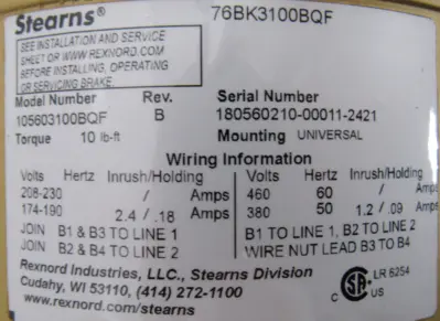 NEW BALDOR CEBM3554T BRAKE MOTOR 1.5HP 230/460V 1760RPM 145TC